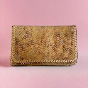 Urban Expressions Faux Leather Tan And Gold Snakeprint Clutch Bag